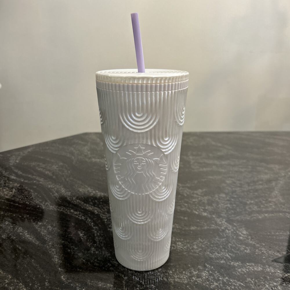 Starbucks 2022 | Siren Shell White Pearl Mermaid Scales | Tumbler 24oz w/ Straw